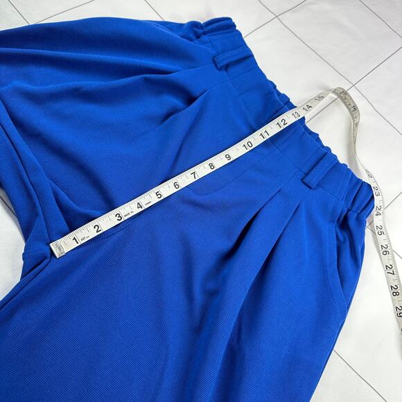 Halara Pants Womens Small Blue Cobalt High Waisted Plicated Waffle Wide Leg Flex - Picture 7 of 10